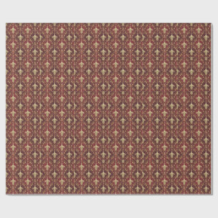 Gold Fleur-de-lis Red Velvet Royal Design Pattern Wrapping Paper