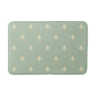 Gold Fleur-de-Lis Sage Bath Mat