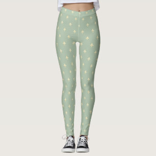 Gold Fleur-de-Lis Sage Leggings