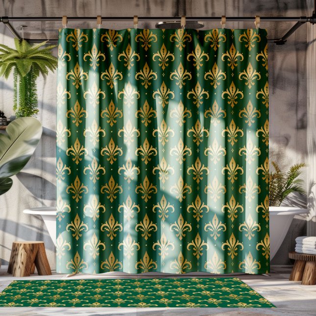 Gold fleur-de-lis seamless pattern on green (Creator Uploaded)