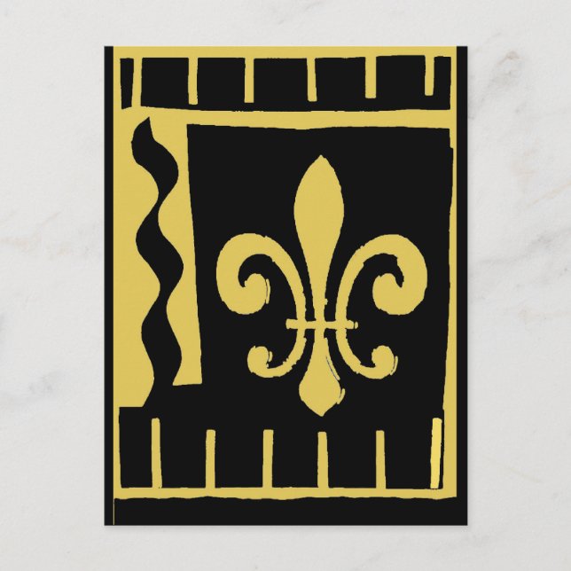 Gold Fleur De Lis, Season's Greetings Holiday Postcard (Front)