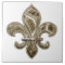 Gold Fleur de Lis Square Ceramic Tile 6 inch