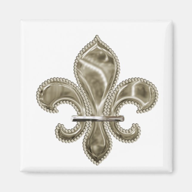 Gold Fleur de Lis Square Magnet (Front)