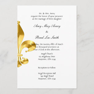 Gold Fleur de Lis Wedding Invitation