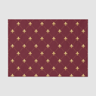 Gold Fleur-de-Lis Wine Red Tissue Paper