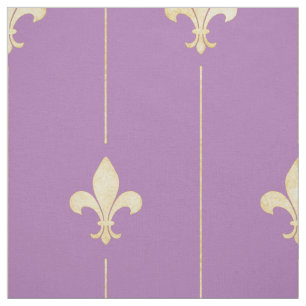 Gold Fleur-de-Lis with Lines Lilac (large scale) Fabric