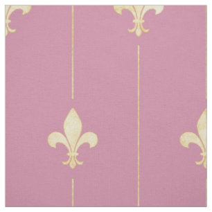 Gold Fleur-de-Lis with Pink (large scale) Fabric