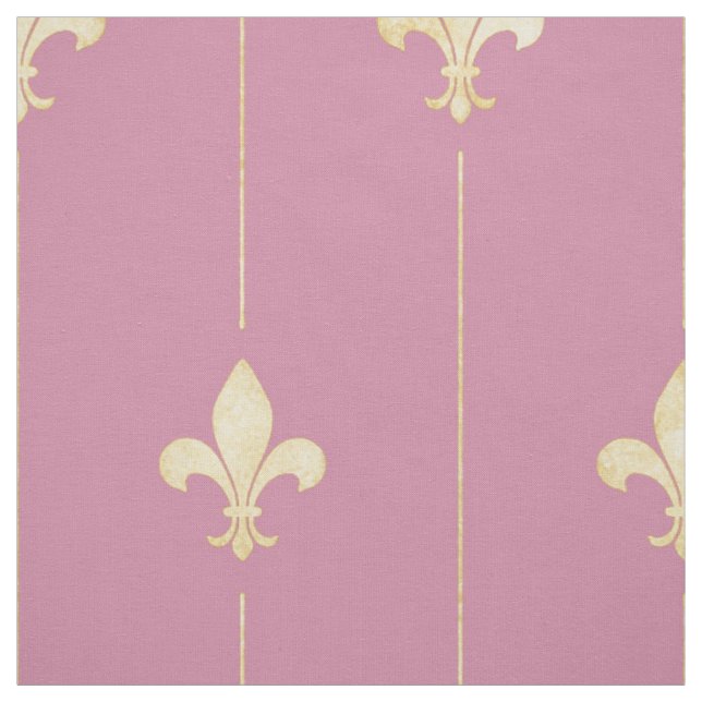 Gold Fleur-de-Lis with Pink (large scale) Fabric (Swatch)