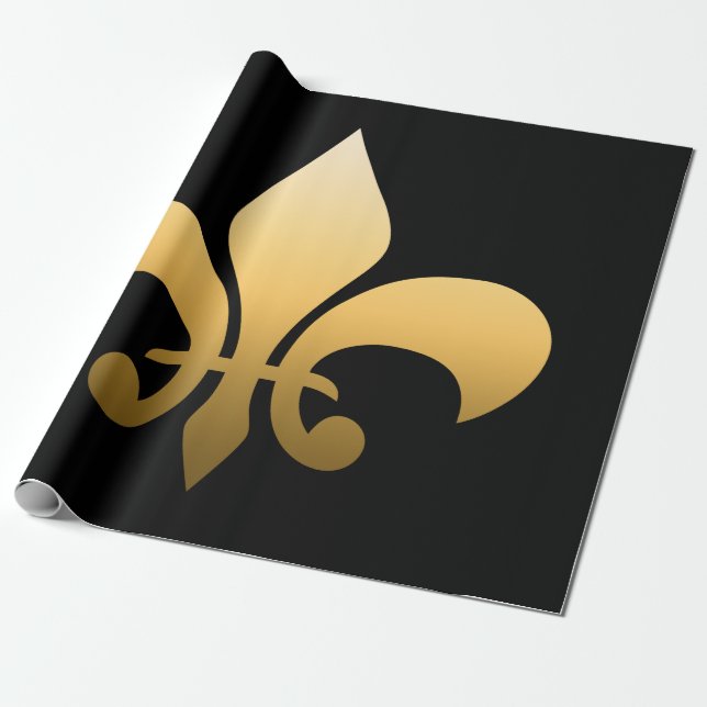 Gold Fleur de Lis Wrapping Paper (Unrolled)