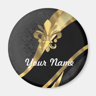 Gold fleur de lys on black magnet
