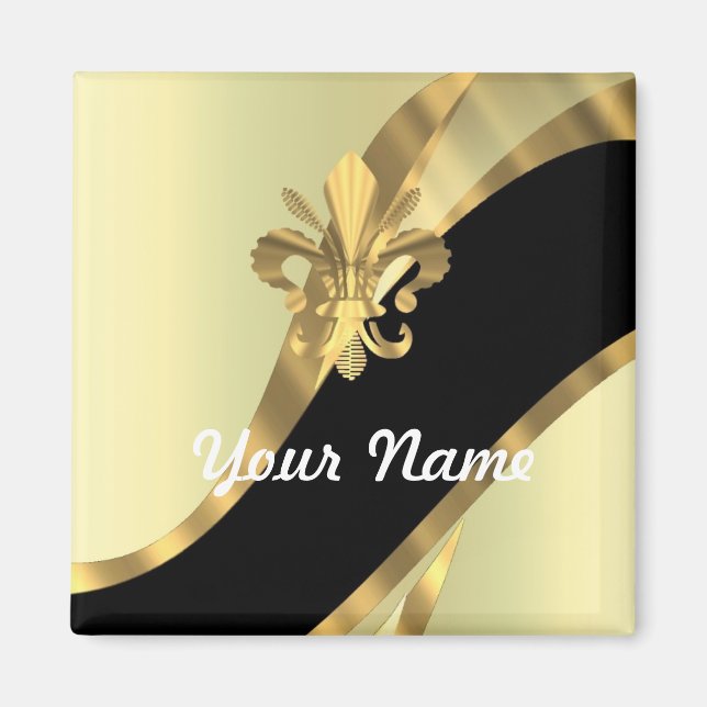Gold fleur de lys personalized magnet (Front)
