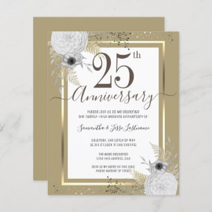 Gold Floral 25th Wedding Anniversary Paper Sheet