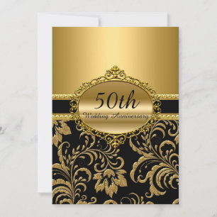 Gold Floral 50e Mariage Invitation de l'anniversai