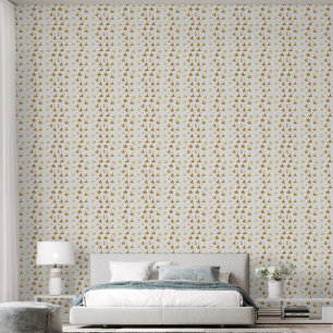 gold Floral Abstract on white Background Wallpaper