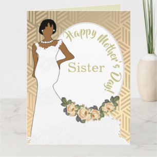 Gold Floral African American Sister Mother's Day  Card