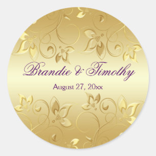 Gold Floral and Purple 1.5" Round Sticker