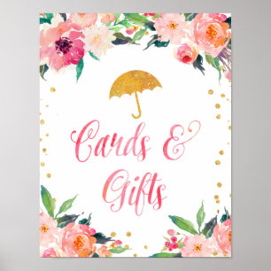 Gold Floral April Shower Cards and Gifts Poster