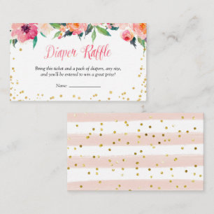Gold Floral April Shower Diaper Raffle Enclosure Card