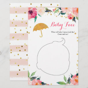 Gold Floral April Showers Baby Shower Baby Face