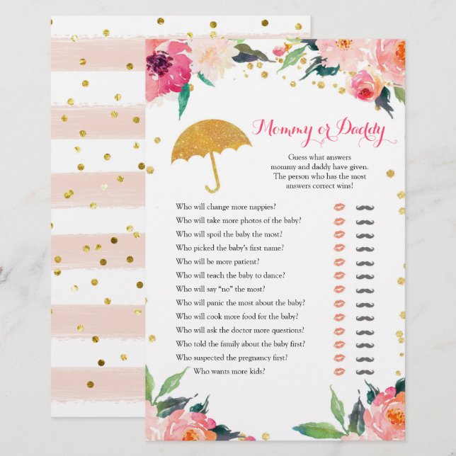 Gold Floral April Showers Mommy or Daddy (Front/Back)