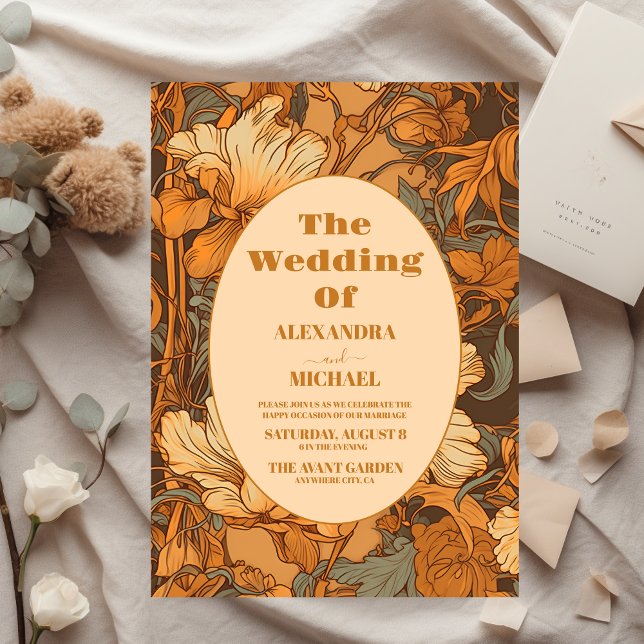 Gold Floral Art Nouveau Wedding Invitation (Creator Uploaded)