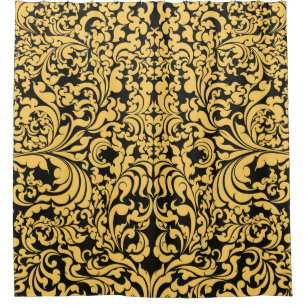 Gold floral art pattern on a black, Thai art vinta