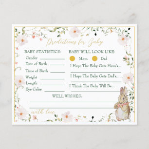 Gold Floral Baby Bunny Baby Shower Prediction Game