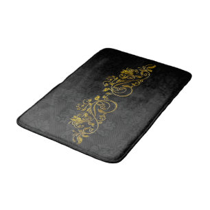 Gold floral bath mat