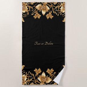 Gold Floral Beach Towel