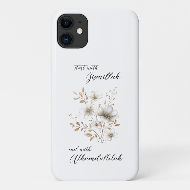 Gold Floral Bismillah Alhamdulliah Case-Mate iPhone Case (Back)