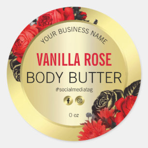Gold Floral Body Butter Labels