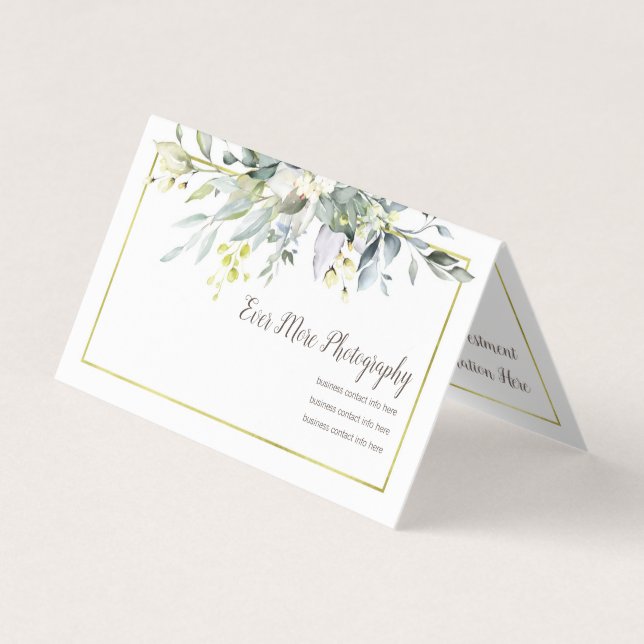 Gold Floral Boho | Folded Business Card (Front)