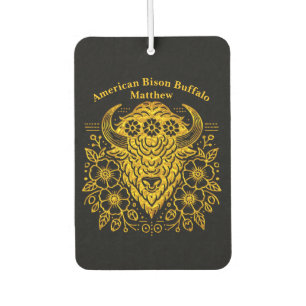 Gold Floral Bold Bison Art With Detail Air Freshener