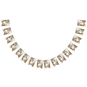 Gold Floral Bunting Flag