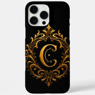 Gold Floral C Monogram Luxury Botanical Initial iPhone 16 Pro Max Case