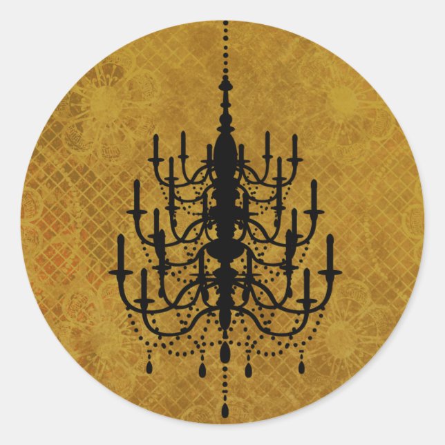 Gold Floral Chandelier Wedding Seal (Front)