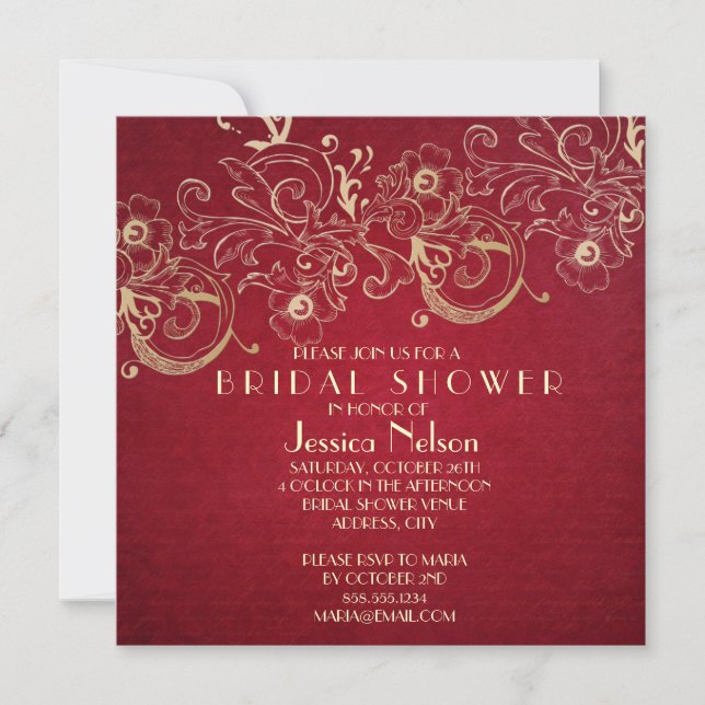 Gold Floral Christmas Bridal Shower Invitation (Front)