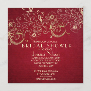 Gold Floral Christmas Bridal Shower Invitation