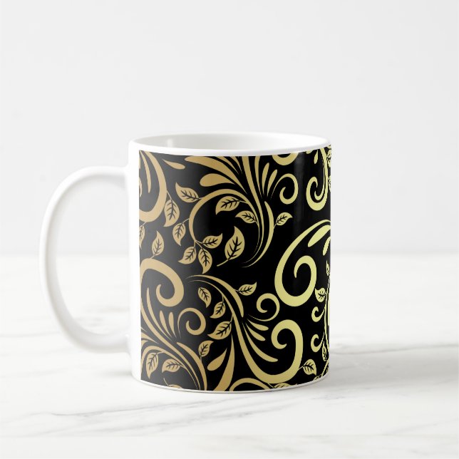 gold floral coffee mug (Left)