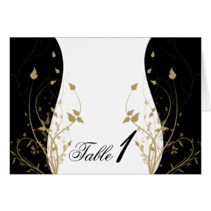 Gold Floral Curved Wedding Table Number card