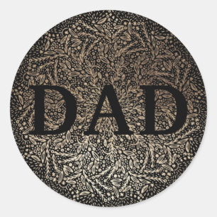 Gold Floral DAD Formal Elegant Father's Day Classic Round Sticker