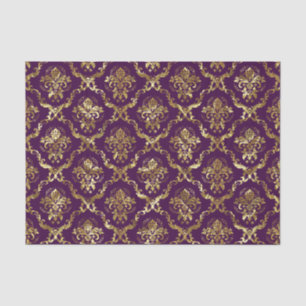 Gold Floral Damasks & Custom Purple Background Tissue Paper