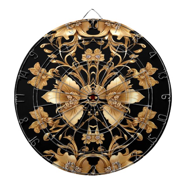Gold Floral Dartboard (Front)