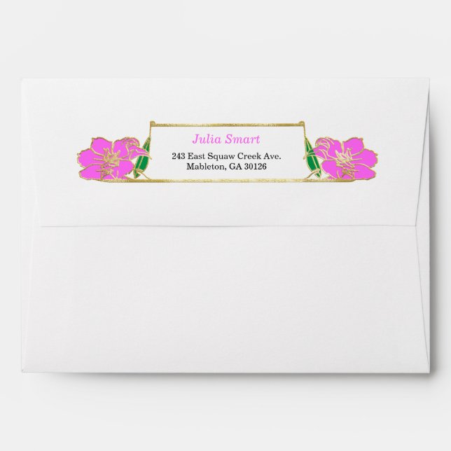 Gold Floral design with frame Envelope (Back (Top Flap))