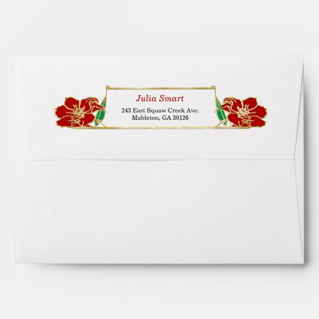 Gold Floral design with frame Envelope (Back (Top Flap))