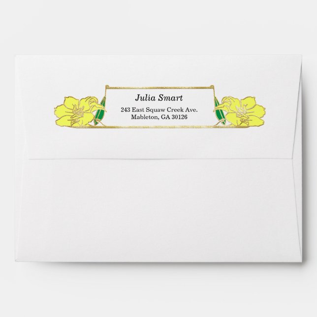 Gold Floral design with frame Envelope (Back (Top Flap))