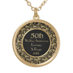 Gold Floral Elegance 50th Wedding Anniversary Gold Plated Necklace