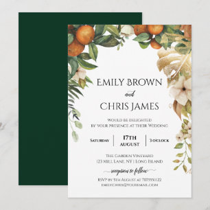 Gold Floral   Elegant Eucalyptus Greenery Wedding Invitation