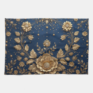 Gold Floral Embellishment Kitchen Towel