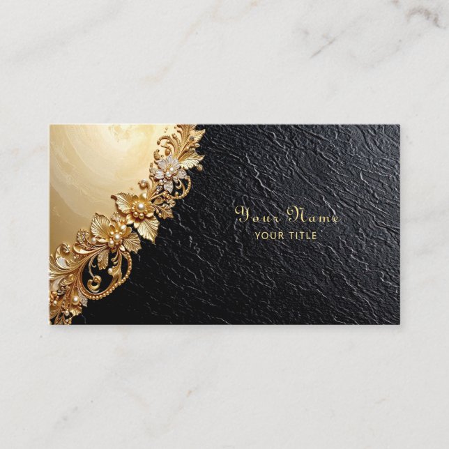 Gold Floral Embellishments Business Card (Front)